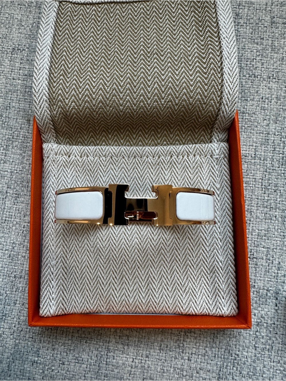 Hermes Clic H bracelet Blanc Rosegold PM